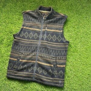 Smartwool Vest Mens XL Wool Blend Knit Full Zip Geometric Hiking Outdoor Pattern